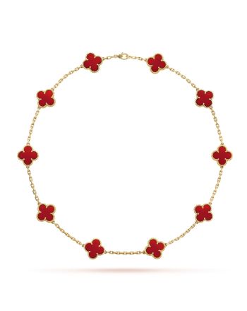 Van Cleef & Arpels Women's Vintage Alhambra Necklace, 10 Motifs Red